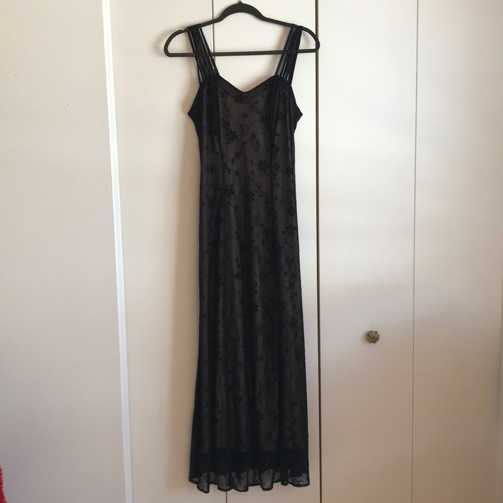 Sheer Black and Tan Dress, Size 12P